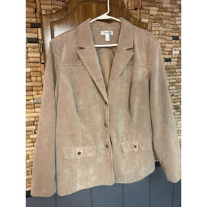 Dressbarn Western Corduroy Blazer Womens Plus Tan Micro Cord Button Up Sz 2X